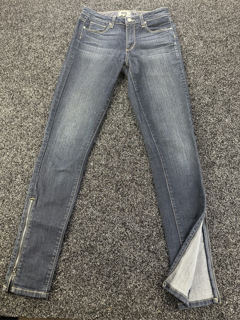 PAIGE Monica Jane Zip Ankle Skinny Jeans Dark Wash Women's Size 27